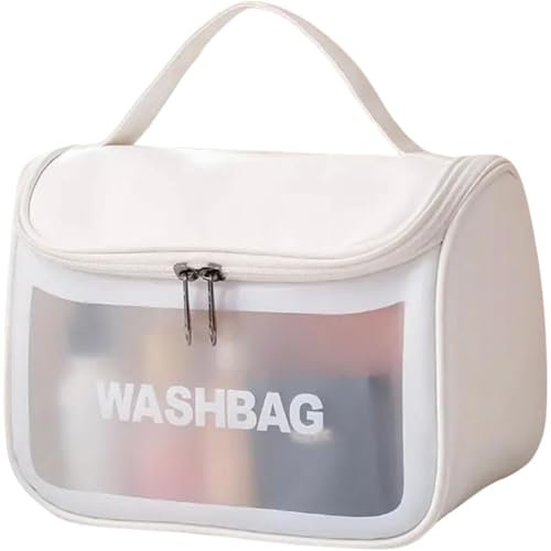 HealthyMoov Trousse de Toilette Pochette Organisateur Maquillage cosmétiques parfums Vanity Case Sac de Voyage Accessoire beauté Rangement Salle de Bains Transparent étanche Waterproof (Blanc S 1pc)