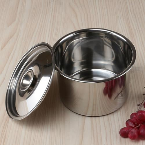 Stainless Steel Stock Pot, Heavy Duty Induction Cooking Pot with Lid, Deep Cookware Boiling Simmer Pot for Gas Induction Electric Stoves (14cm)