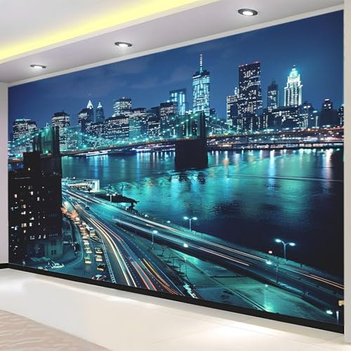 Luowenji Photo Wallpaper New York 3D Effect Cityscape Wall Mural Decoration Poster Picture Modern Design 150x105 cm Murals Wall Art for Living Room Bedroom Kitchen a.2665