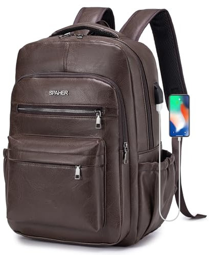 SPAHER Wizzair Cabin Bag 40x30x20 Travel Backpack Hand Luggage Bag PU Leather Laptop Backpack 14 Inch Waterproof Cabin Backpack Underseat Carry on Bag College Casual Daypack Flight School Bag