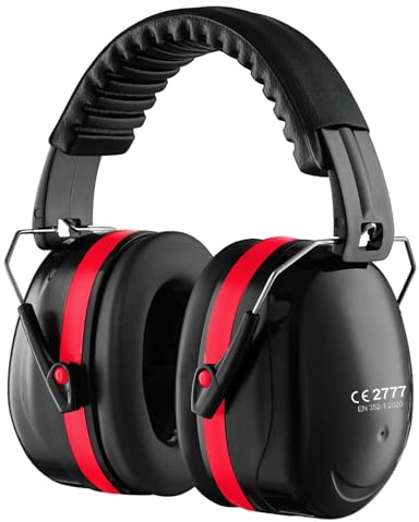 Ear Defenders Adults, SNR 33dB Noise Cancelling Headphones for Shooting, Hearing Protection Earmuffs, Sensory Headphones, Ear Defenders for Autism, DIY, Mowing, Construction (Red)