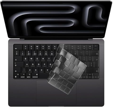 DmDoyy Cubierta de Teclado Ultradelgada TPU para MacBook Pro 14 M3 2023 y Air 15 M4 2025, Compatible con M4 M3 Protector Transparente y Resistente