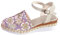Sandali con zeppa da donna, estivi, con plateau, in stile bohémien, sandali espadrillas lavorati a maglia, sandali in lino con punta chiusa, scarpe con cinturino regolabile alla caviglia, Viola, 40 EU