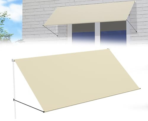 YRHome Tenda da sole retrattile, 300 x 145 cm, tenda da sole per balcone e terrazza/giardino, resistente alle intemperie, con protezione UV, accessori di montaggio, ideale per finestre e balconi