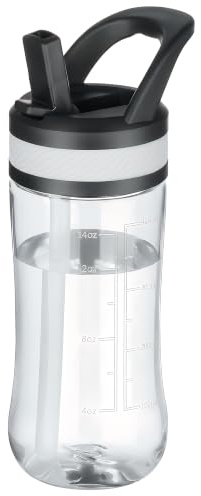 Edmyre Kids Clear Water Bottle 14oz Flip with Straw Carry Handle, Leakproof, Reusable, Tritan, BPA Free, Suitable for Boys and Girls, Clear