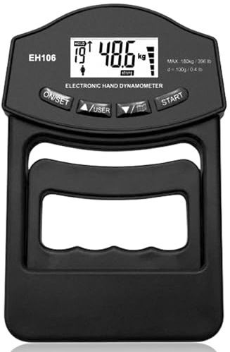VEGOATY Manometro digitale, 396lb/180 kg, nero, dinamometro Grip Strength Trainer con cavo di ricarica USB, Grip Strength Trainer elettronico, misura grande schermo LED