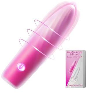 Mini Bullet Vibrator for Women with 10 Vibrating, Dual-Layer Silicone Ultra Soft Vibrators G Spot Dildo Clitoral Pocket Stimulator Quiet Small Personal Massager for Anal Lipstick Sex Toys Rose & White