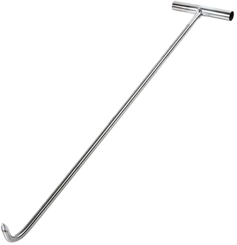 Manhole Hook, 15 Heavy-Duty Stainless Steel T-Shape Manhole Cover Hook with Thick Handle for Drain Grate, Roll-Up Door Cover Lifter Water Meter Key