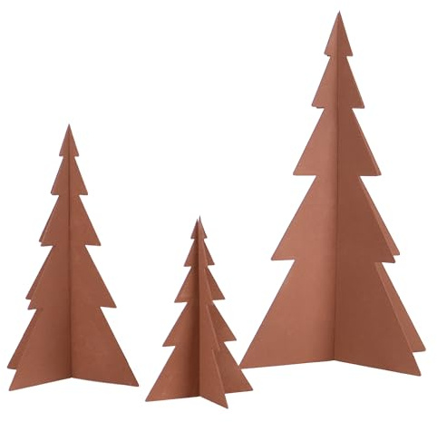 UNUS Tannenbaum-Aufsteller 3er Set in Rostoptik dekorative Metallbäume für Weihnachten und Winter für innen und außen geeignet