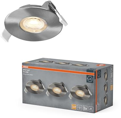 Osram Spot Set LED Einbaustrahler 4,9W 827 Satin-Nickel | Spot Set Recess, Spot lights and ceiling spots, Satin Nickel, 85 mm dia, 25000 h, 3-Pack