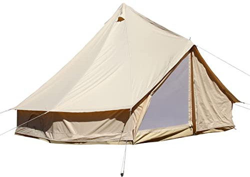 Sport Tent-Wasserdicht Schimmelresistent Tipi Zelt (Teepee) Indianerzelt 3-12 Personen aus Baumwolle Große Luxus Camping Zelt Ideal für Urlaube Feste Feiern Hochzeit 5M Beige