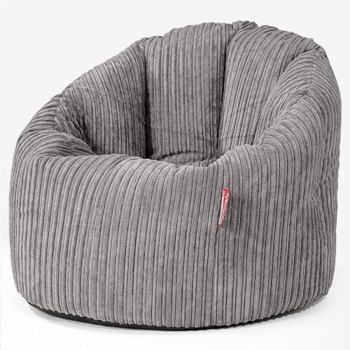Lounge Pug, Sitzsack Kuschel Lounge Sessel, Schlafsofa, Cord Schiefergrau