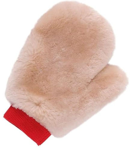 Gracefur Autowaschhandschuh, echtes Schaffell, extra groß, extra groß, kratzfester Waschhandschuh (Finger, Rosa)