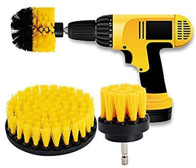 OxoxO Brosse perceuse avec brosses 5,1 cm ; 7,6 cm ; 12,7 cm à poils raides moyens - Pour nettoyage des surfaces de salle de bain, du carrelage des douches, du marbre, des taches de rouile