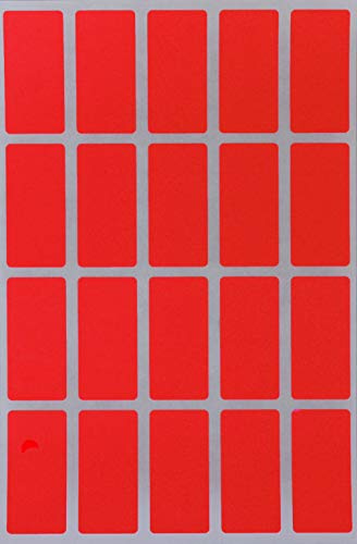 Royal Green Rectangle Stickers in Neon Red 4cm x 1.9cm - Color Coding Labels Rectangular (40mm x 19mm) - 300 Pack