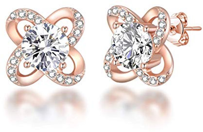 Philip Jones Rose Gold Plated Orbit Earrings Created with Zircondia® Crystals