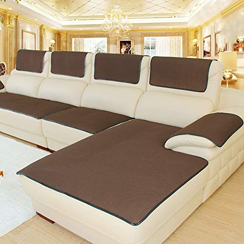 CClz Anti-rutsch Atmungsaktive Sofabezug Für Haustiere Hund, Sommer Sectional Sofa Sofa Überwurf Für Ledersofa Schmutzabweisend Möbel Protector-Kaffee 60x120cm(24x47inch)