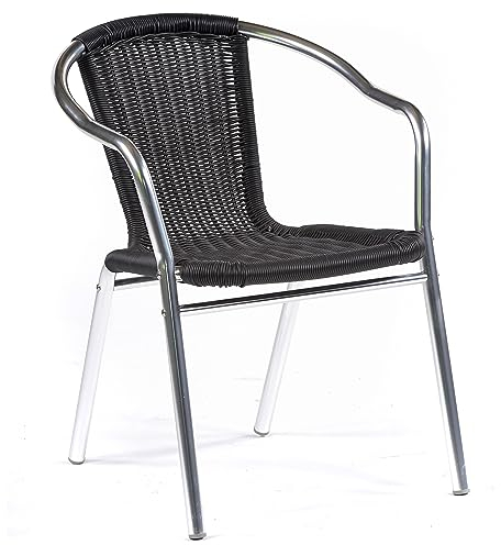 BrackenStyle Aluminium Black Wicker Effect Stacking Outdoor Garden Chair