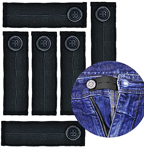 volila Hosenbunderweiterung mit verstellbaren und einziehbaren elastischen Bundgurten mit Knöpfen (6er Pack)