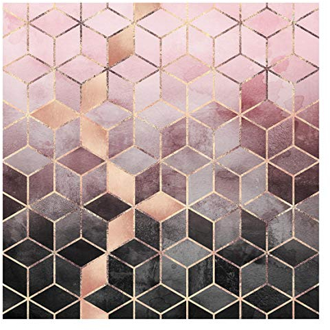 Bilderwelten Fototapete Motiv - Rosa Grau goldene Geometrie - Vliestapete Quadrat 240 x 240cm