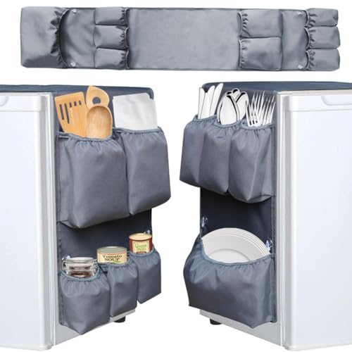 Kühlschrank-Organizer mit Saugnapf, doppelseitig, für Wohnheim und Büro, 9 Taschen für Besteck, Utensilien, Küchenutensilien und Papierwaren