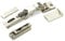 2 x Salice Universalscharnier für Glastür oder Spiegeltür 110° inkl. Linear-Montageplatte Höhe 6 mm mit Euroschrauben, Exzenterverstellung, Möbelscharniere mit Abdeckkappen