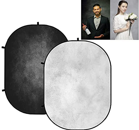 Kate Collapsible Backdrop Pop-Up Backdrop Self Type Backdrops Audition Backdrops for Photography,Headshot,Video,Live Broadcast with Carry Bag,5x6.5ft/1.5x2m(Black/Grey White)