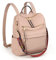 UTO Damen Rucksack PU Leder Modischer Multifunktionsrucksack mit farbigem Schultergurts Große Kapazität Schultertaschen Reißverschluss Rucksackhandtaschen für Reise Schule Arbeit Aprikose