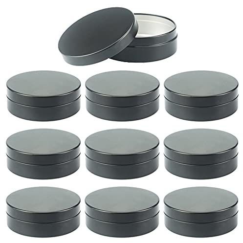 ZEOABSY 12 Stück 100ml Schwarz Leere Aluminiumdose Aluminium Runde Dosen Aludose mit Stülpdeckel Blechdosen Cremedosen für DIY Salben Kerze Kosmetik Rasierseife