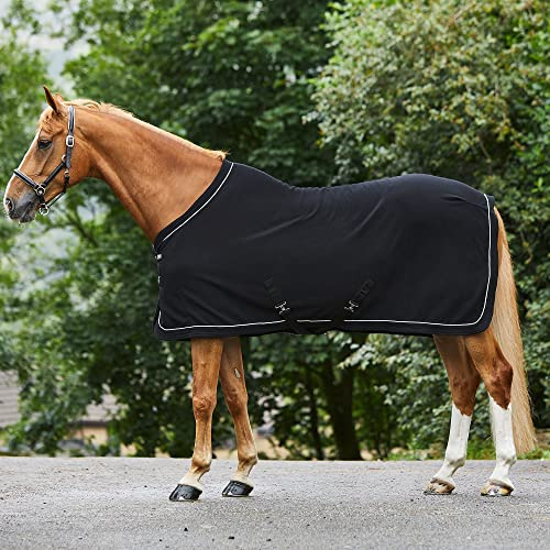 Masta Horse Fleece Stable Rug - Protective Super Soft Sheet for Horses - Equestrian Show Travel Blanket - Breathable Anti-Rub lining - Black, Size 6ft 3inch