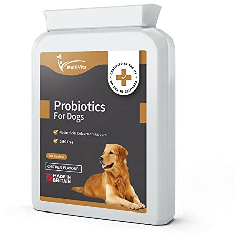 Probiotics for Dogs 120 Chicken Flavour Tablets - Advance Multi Strain Probiotics Supplement with Added Inulin Prebioitcs & Digestive Enzymes - Digestive Health Support for Your Pet