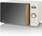 Swan Nordic Digital Mikrowelle 20L, 6 Betriebsstufen, 800W Leistung, Timer 30 min, Easy Clean, Auftaumodus, Modernes Design, Griff in Holzoptik, Matt Weiß