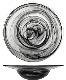 H&H 7623823 Piatto Pasta Alabastro, Vetro, Nero, 23.5 cm, Glass