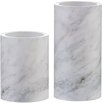 Pauleen 48246 Cosy Marble Candle Wachskerze mit Batterie und Timerfunktion 6H Timer Marmor/Weiß