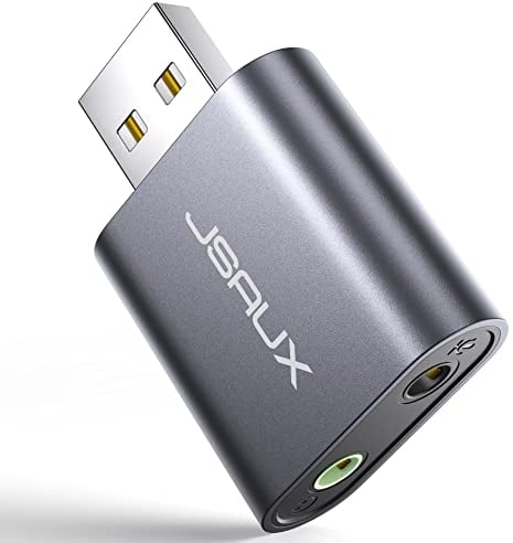 JSAUX Externe USB Soundkarte, Klinke USB Adapter kompatibel mit Computer, PS5, PS4, USB Audio Stereo Adapter External Sound Card-Grau