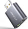 JSAUX Externe USB Soundkarte, Klinke USB Adapter kompatibel mit Computer, PS5, PS4, USB Audio Stereo Adapter External Sound Card-Grau
