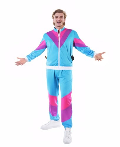 Fairycos 80er 90er Jahre Männer Assi Jogging Anzug Sportswear Neue Kinderbekleidung Paar Kleidung Blau S