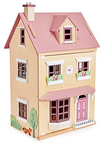 Tender Leaf Toys - Houten poppenhuis gemeubileerd - Foxtail villa roze