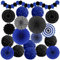Recosis Marineblau Party Dekoration, Papier Pompoms Aufhängen Fächer Girlande für Fiesta Party Dekoration Taufe Mädchen Babydusche Party Hochzeit Geburtstag Festival