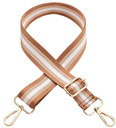 Verstellbarer Schulterriemen für Taschen 3.8cm Schultergurt Taschengurt Taschengurte zum Wechseln Taschengurt Breit für Schultertasche Tragetaschen und Handtaschen (Hellbraun+Khaki+Weiß)