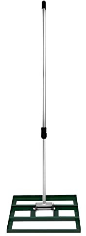Rastrillo de Nivelación Nivelador de Césped de Jardín 50x32cm, Herramienta Niveladora Rascador de Cesped de Acero Galvanizado+Aluminio para Golf Paisajismo Tierra Hierba Asa Extensible 1.2-1.9m,Verde