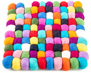 Woolygon Topfuntersetzer aus Filz – Getränkeuntersetzer aus Filz Für Warme Gerichte, Niedliche Tisch- und Autountersetzer, Hitzebeständiges, Langlebiges Filzdesign, Handgefilzt in Nepal – 16cm