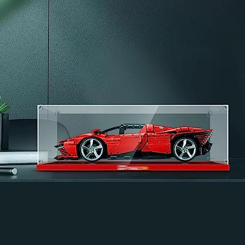 AZIZAT Acryl-Vitrine für Lego 42143 Ferrari Daytona SP3 Bausteinmodell (nur Aufbewahrungsbox, 3 mm) (transparent)