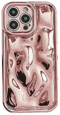11 Pro Cute Phone Cases - 3D Phone Cases Pleats Wave Mirror Phone Case Glitter iPhone Cases,11 Pro 6.1 inch Soft TPU Shockproof Phone Cover for Women Men,Pink