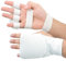 TEKKA BUDO Karate Faustschützer flach - Hand Mitt Echtleder - Weiß Gr. L - Fingerschlaufen mit Elastikband - Jujutsu, WingTsun Handschutz