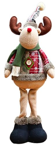 Tuzsocr Teleskop-Puppe für Weihnachten, Weihnachtsdekoration, schwedische Figuren, Tischdekoration Schneemann aus Plüsch, Elch mit Teleskopfüßen, für Hausdekoration (Stil 2)