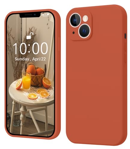 ElestBela iPhone 13 Hülle Silikon, Hanyhülle iPhone 13 Ultra Dünn Slim mit Microfiber, Kratzfeste Rundumschutz Case Schutzhülle Hülle für iPhone 13 6.1'' Orange