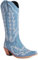Donne Western Stivali da cowboy with Embroidered Moda Retrò Classico Tall Boot Pull On per donne Ragazze Le signore Blu Numero 41