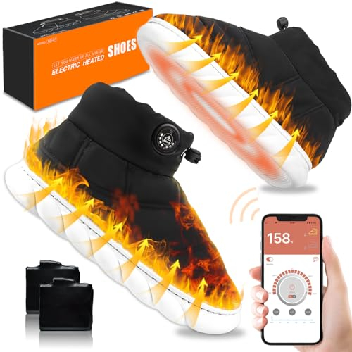 ZONSUSE Chaussures Chauffantes avec APP,7.4 V 6000mAh Chauffe Pieds,Chausson Chauffant Homme Femme,avec Adaptateur UE,Idee Cadeau pour Femme Homme Papa Mère Noël Valentin Anniversaire(38-39EU)