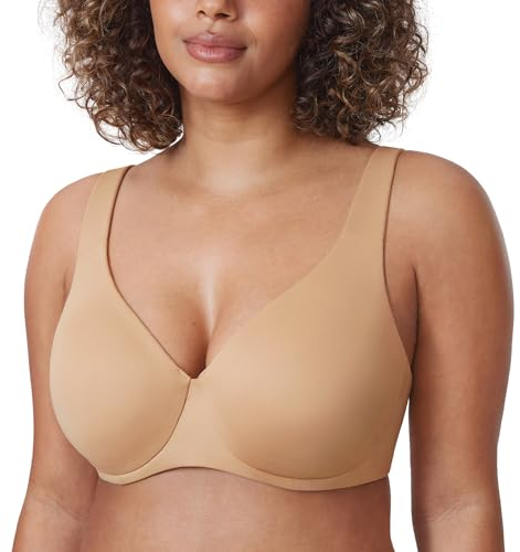 Delimira Women's Minimiser Bra Plus Size Non Padded Underwired Seamless Comfort Bras Warm Beige 36C
